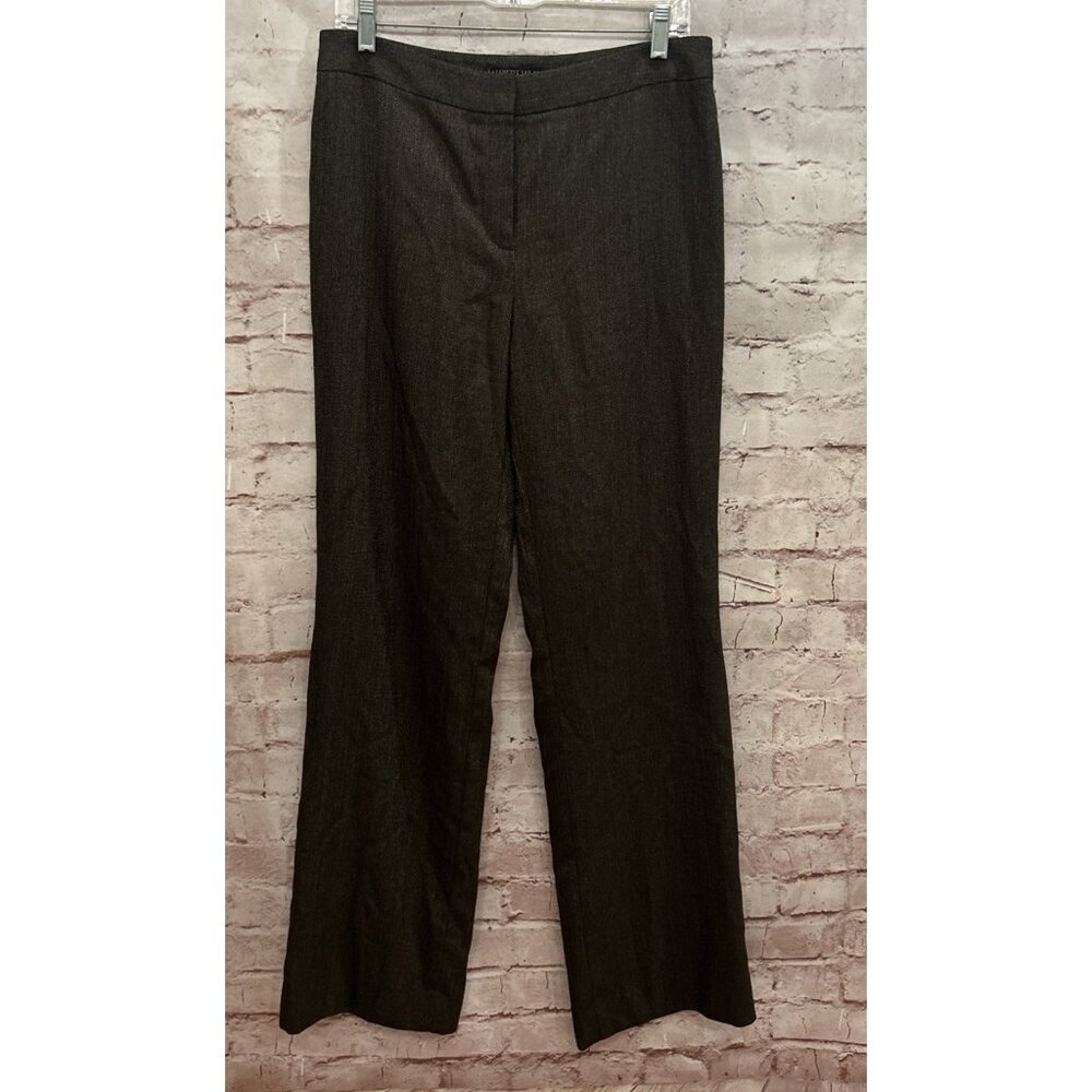 Lafayette 148 Pants Size 8 Brown Wool Blend Metallic Woven Slacks Trousers